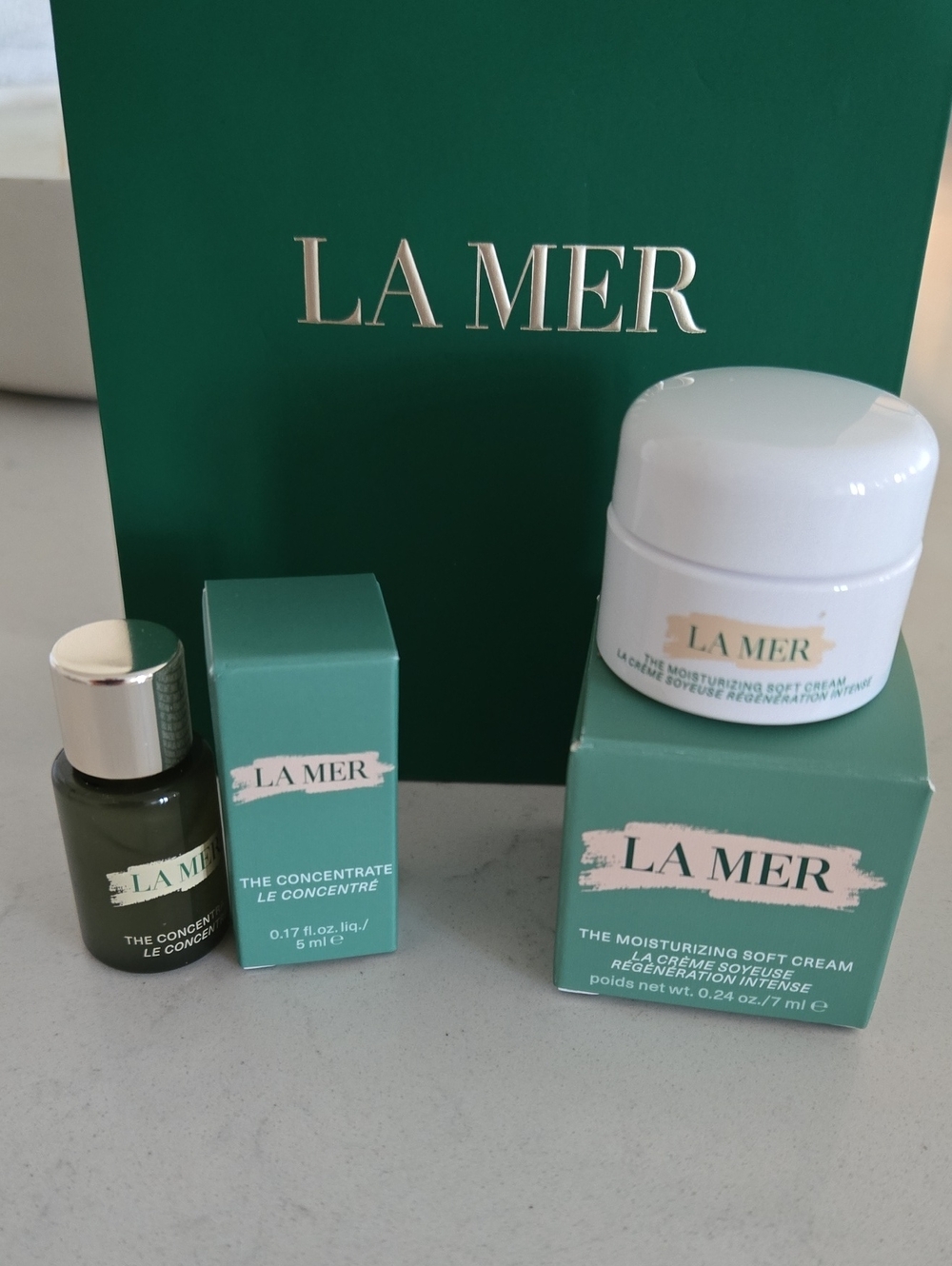 New never used La Mer Moisturizing Cream Soft Cream 7ml & The Concentrate